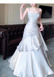 Modest Mermaid Spaghetti Straps Long Prom Dresses Birthday Party Dress Evening Gowns HZ1022
