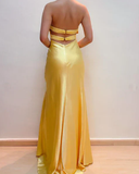 Chic Mermaid Spaghetti Straps Pink Satin Evening Dress Long Prom Dresses HZ1022