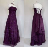 Chic Ball Gown Strapless Grape Tulle Evening Dress Long Prom Dresses HZ1022