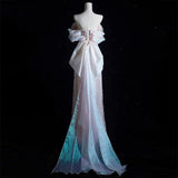 Modest A line Off The Shoulder Pink Sequin Long Floor Length Pearls Prom Dresses HZ1022