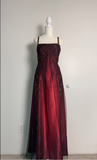 Sexy A Line Spaghetti Straps Burgundy Long Evening Dress Party Dress Prom Dresses HZ1022