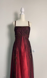 Sexy A Line Spaghetti Straps Burgundy Long Evening Dress Party Dress Prom Dresses HZ1022