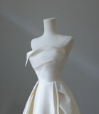 Simple and Elegant White Satin A-Line Wedding Dress HZ1022