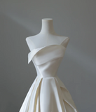 Simple and Elegant White Satin A-Line Wedding Dress HZ1022