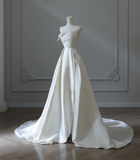 Simple and Elegant White Satin A-Line Wedding Dress HZ1022
