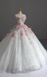 Strapless Runaway Princess Floral Tulle Floor-Length Wedding Dress HZ1022