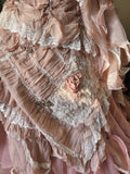 Beautiful Pink Rose Slim Skirt Pleated French Lace Mermaid Wedding Dress HZ1022