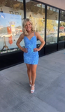 Sexy dark print off-the-shoulder hip homecoming dress HZ1022