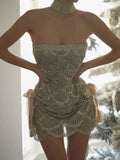 Sequined celebrity heavy work pure desire sexy tube top birthday party homecoming dress HZ1022