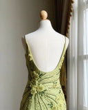 Stunning Green Strappy Embroidered Beaded Chiffon Homecoming Dress HZ1022