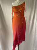 Vintage Orange Beaded Strap Bias-Cut Chiffon Homecoming Dress HZ1022