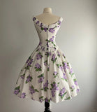 Vintage Round Neck Sleeveless Floral Handle A-Line Homecoming Dress HZ1022