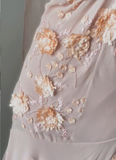 Gentle pink sling three-dimensional rose beaded chiffon irregular skirt homecoming dress HZ1022