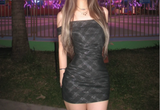 Black plaid one shoulder slim birthday party homecoming dress HZ1022