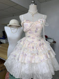 Printed Strapless 3D Flower Sweet A-Line Homecoming Dress HZ1022