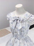 Sweet baby doll collar floral small flying sleeve puffy homecoming dress HZ1022