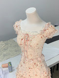 Sweet pink rose pattern A-line homecoming dress HZ1022