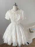 Princess doll collar heavy lace chest puff sleeve A-line homecoming dress HZ1022
