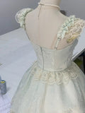 Mint green fresh skirt with dark lace trim mini homecoming HZ1022