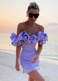 French style off-shoulder ruffle sleeves hip homecoming dress HZ1022