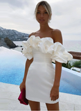 French style off-shoulder ruffle sleeves hip homecoming dress HZ1022