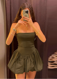 Sexy hot girl suspenders puffy waist A-line skirt birthday party homecoming dress HZ1022