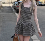 Cute Plaid Sleeveless A-Line Preppy Homecoming Dress HZ1022
