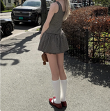 Cute Plaid Sleeveless A-Line Preppy Homecoming Dress HZ1022
