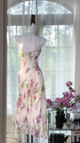 Elegant Printed Strapless Chiffon Mermaid Evening Gown Prom Dress HZ1022