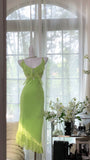 Simple Green Chiffon Mermaid Irregular Skirt Prom Dress HZ1022