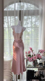 Gentle Pink Strap Satin Mermaid Evening Gown Prom Dress HZ1022