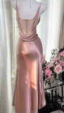 Gentle Pink Strap Satin Mermaid Evening Gown Prom Dress HZ1022