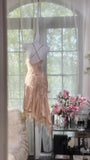 Retro Pink Mermaid Beaded Irregular Hem Prom Dress HZ1022