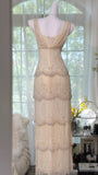Shiny V-neck Beaded Cake Skirt Mermaid Chiffon Prom Dress HZ1022