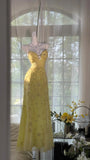 Flowy Yellow Spaghetti Strap Chiffon Beaded Mermaid Evening Gown Prom Dress HZ1022
