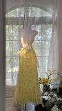 Flowy Yellow Spaghetti Strap Chiffon Beaded Mermaid Evening Gown Prom Dress HZ1022