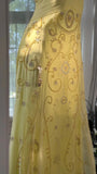 Flowy Yellow Spaghetti Strap Chiffon Beaded Mermaid Evening Gown Prom Dress HZ1022