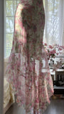 Flowing Chiffon Sequin Print Pink Irregular Skirt Prom Dress HZ1022