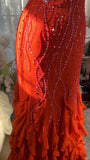 Gorgeous sunset orange chiffon beaded jellyfish skirt evening dress prom dress HZ1022
