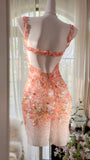 Sparkling Grapefruit Fitted Short Prom Dress HZ1022