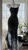 Retro beautiful shoulder strap beaded chiffon irregular skirt prom dress HZ1022