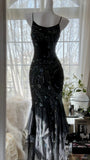 Retro beautiful shoulder strap beaded chiffon irregular skirt prom dress HZ1022