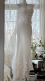Elegant White Strap Herringbone Beaded Chiffon Evening Gown Prom Dress HZ1022