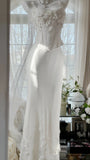 Elegant White Strap Herringbone Beaded Chiffon Evening Gown Prom Dress HZ1022
