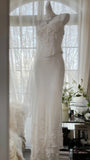 Elegant White Strap Herringbone Beaded Chiffon Evening Gown Prom Dress HZ1022