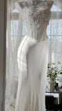 Elegant White Strap Herringbone Beaded Chiffon Evening Gown Prom Dress HZ1022