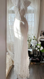 Elegant White Strap Herringbone Beaded Chiffon Evening Gown Prom Dress HZ1022