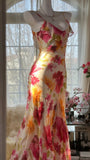 Colorful Printed V-Neck Chiffon Mermaid Prom Dress HZ1022