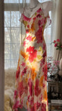 Colorful Printed V-Neck Chiffon Mermaid Prom Dress HZ1022