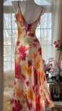 Colorful Printed V-Neck Chiffon Mermaid Prom Dress HZ1022